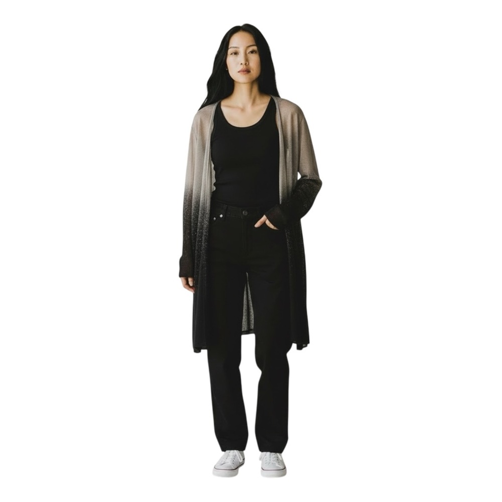 ABLE Open‎ Long Cardigan Ombre Tan/Black Women’s Medium NWOT